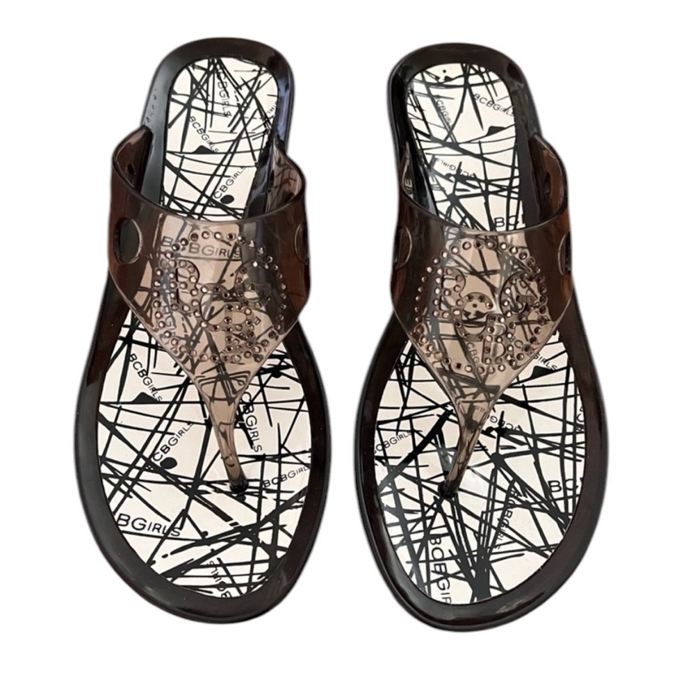 NWT BCBG Size 10 Black Jelly Sandals Slides Flip Flops